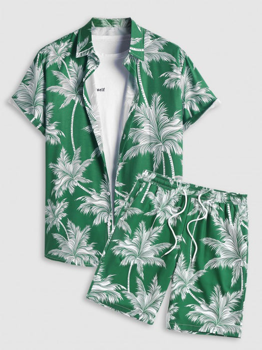 Coconut Tree Printed Shirt And Shorts - Grafton Collection