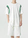 Textured Short Sleeves T Shirt And Shorts Athletic Set - Grafton Collection