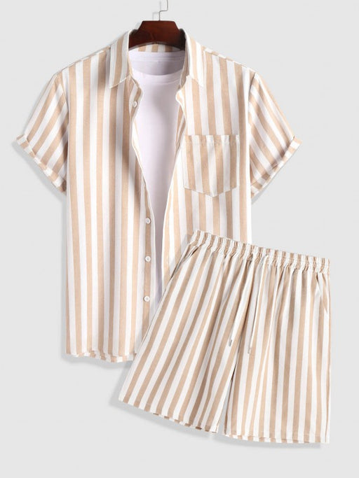 Casual Stripes Pocket Shirt And Shorts - Grafton Collection