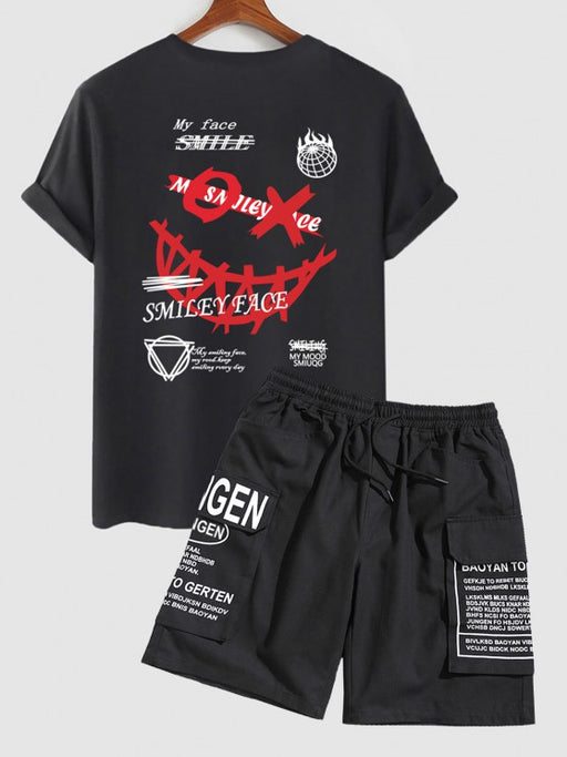 Letter Smiley T Shirt And Shorts - Grafton Collection