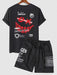 Letter Smiley T Shirt And Shorts - Grafton Collection