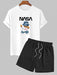 Bear Pattern T Shirt And Sweat Shorts - Grafton Collection