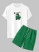 Dinosaur Cat Printed T-Shirt And Casual Shorts - Grafton Collection