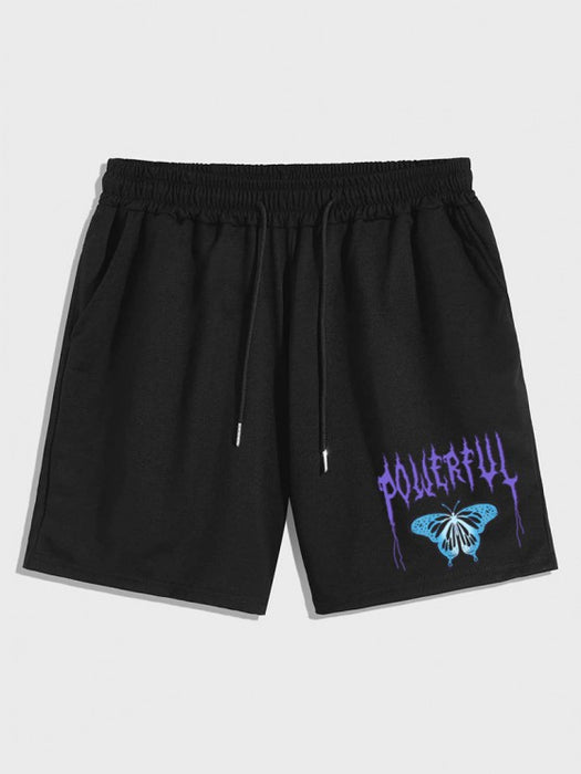 Butterfly Graphic T Shirt And Drawstring Shorts Set