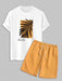 Graphic Leaf Printed T Shirt And Shorts - Grafton Collection