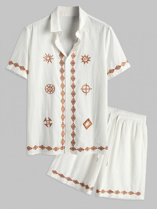 Textured Ethnic Printed Shirt And Shorts - Grafton Collection