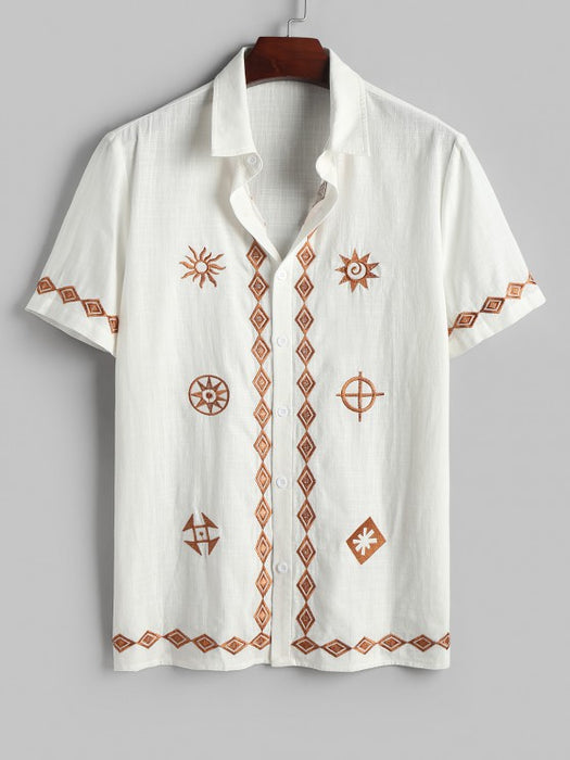 Textured Ethnic Printed Shirt And Shorts - Grafton Collection