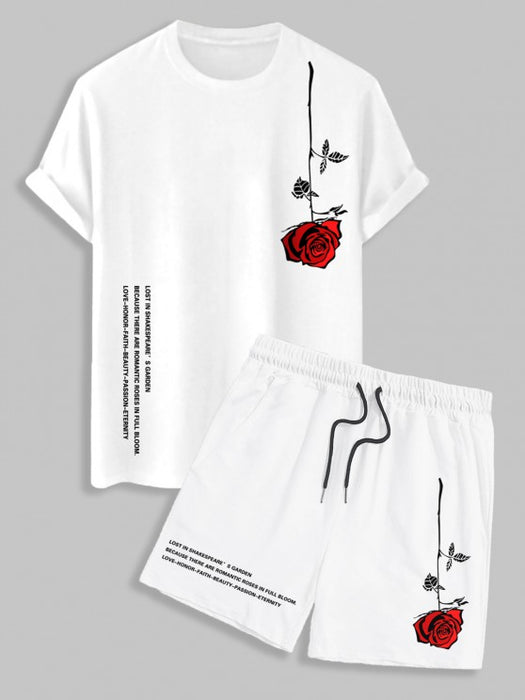 Graphic T Shirt And Drawstring Shorts Set - Grafton Collection