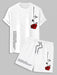 Graphic T Shirt And Drawstring Shorts Set - Grafton Collection