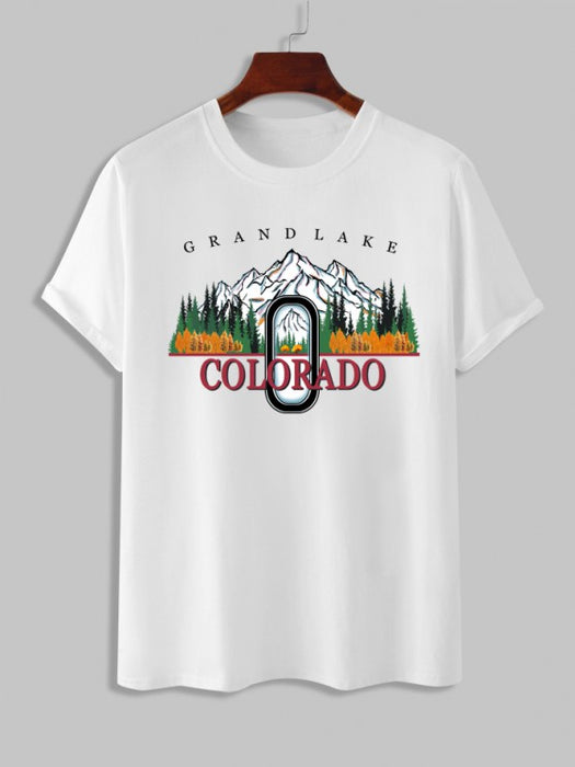 Landscape Graphic T-Shirt And Shorts Set