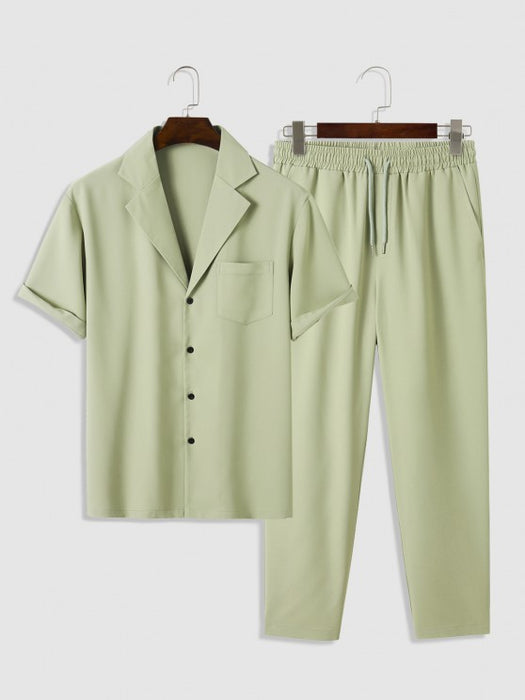 Tailored Collar Shirt And Drawstring Pants - Grafton Collection