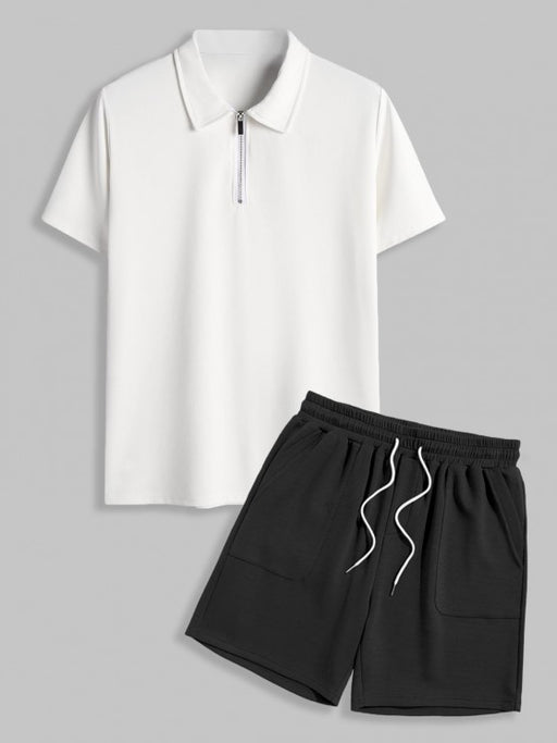 Casual Half Zip T-Shirt And Shorts - Grafton Collection