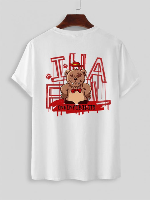 Cartoon Bear Printed T Shirt And Shorts