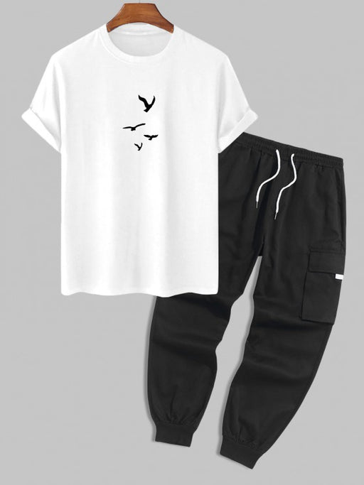 Birds Printed T-Shirt And Cargo Pants - Grafton Collection