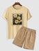 Flowers Pattern T-Shirt And Casual Shorts - Grafton Collection