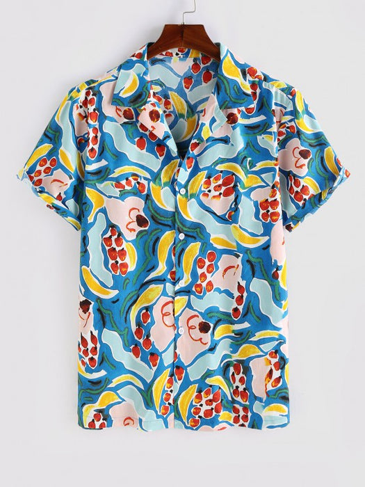 Fruit Painting Shirt And Drawstring Shorts - Grafton Collection