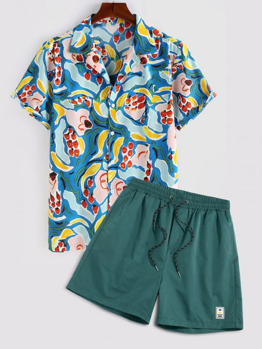 Fruit Painting Shirt And Drawstring Shorts - Grafton Collection