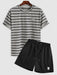 Casual Striped T Shirt And Drawstring Shorts - Grafton Collection