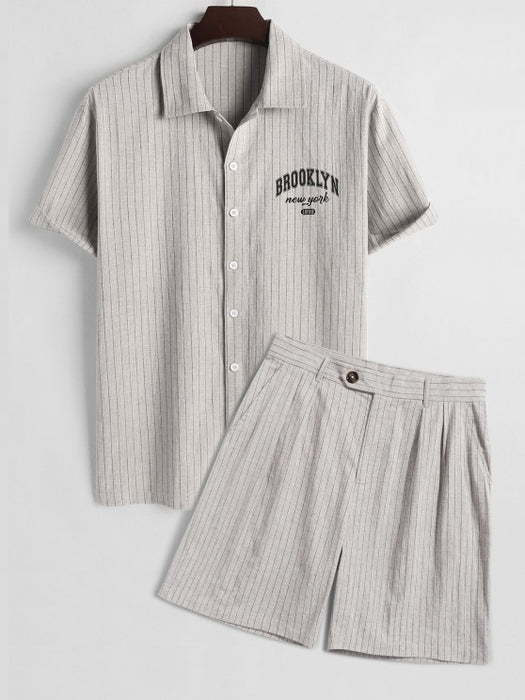 Cotton Letter Shirt And Shorts Set