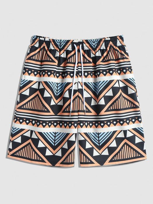 Geometric Pattern T Shirt And Shorts