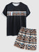 Geometric Pattern T Shirt And Shorts - Grafton Collection