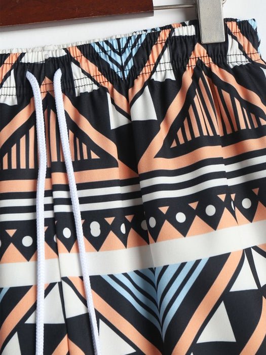 Geometric Pattern T Shirt And Shorts - Grafton Collection