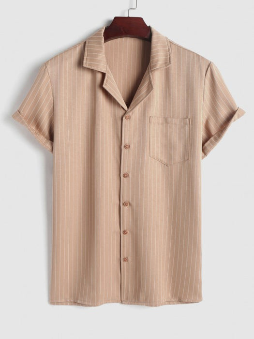 Casual Stripe Pocket Design Shirt And Pant