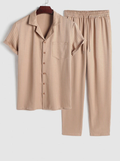 Casual Stripe Pocket Design Shirt And Pant - Grafton Collection