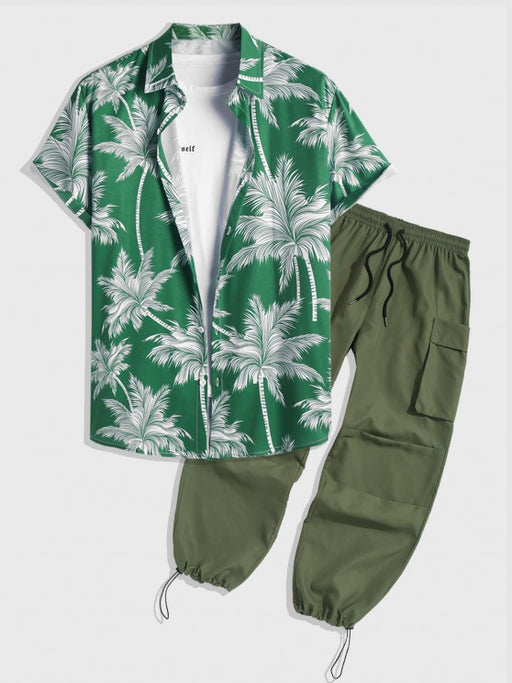 Coconut Tree Printed Shirt And Cargo Pant - Grafton Collection