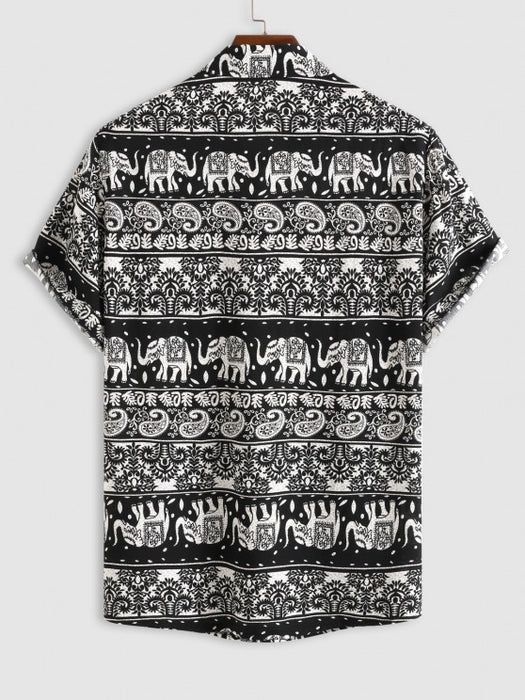 Elephant Paisley Pattern Shirt And Casual Short