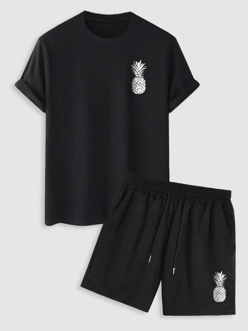 Pineapple Print T Shirt And Drawstring Shorts Set - Grafton Collection