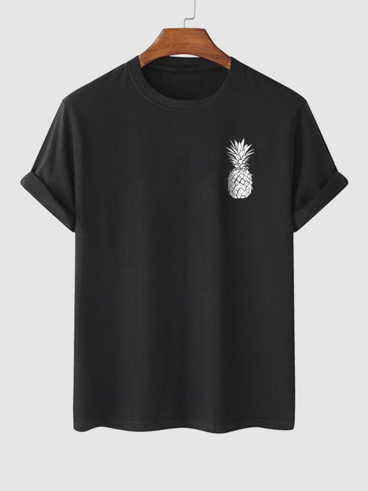 Pineapple Print T Shirt And Drawstring Shorts Set - Grafton Collection