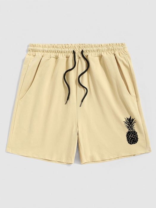 Pineapple Print T Shirt And Drawstring Shorts Set - Grafton Collection