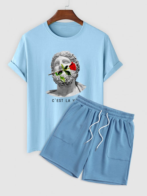 Floral Rose Printed T Shirt And Shorts - Grafton Collection