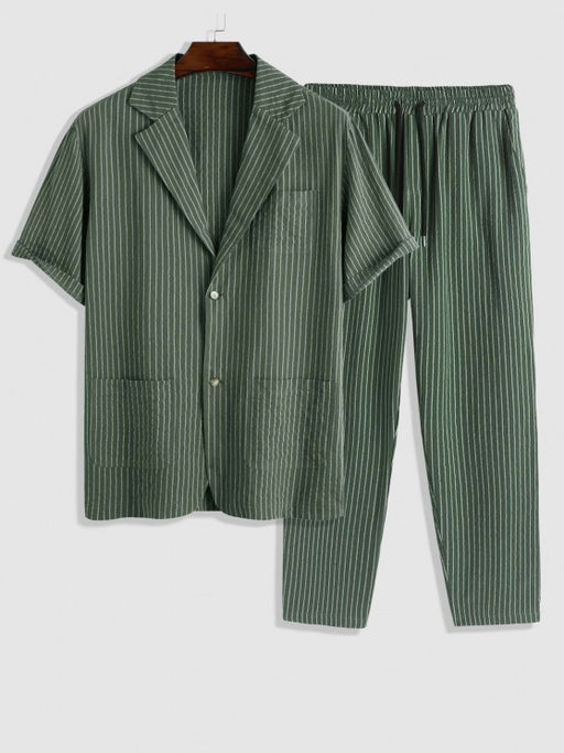 Collar Striped Pattern Shirt And Casual Pants - Grafton Collection