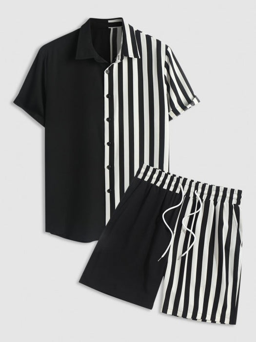 Striped Pattern Shirt And Shorts Set - Grafton Collection