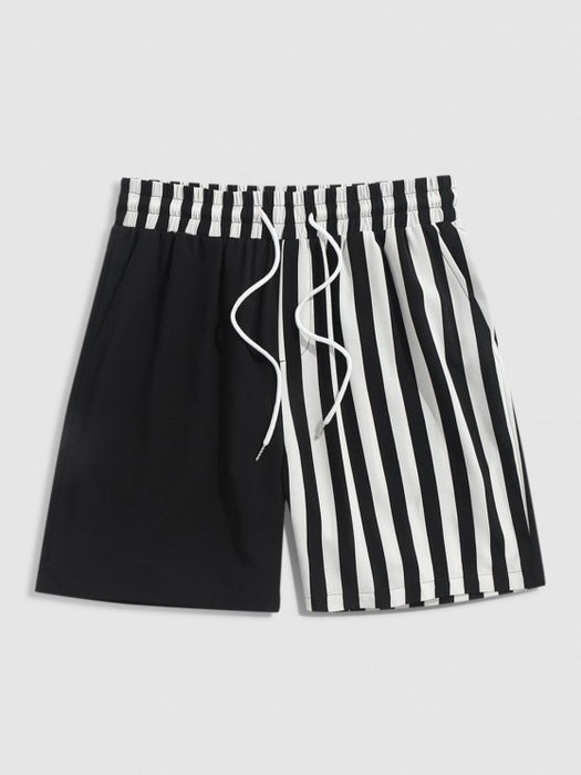 Striped Pattern Shirt And Shorts Set