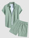 Drawstring Casual Basic Shirt And Shorts Set - Grafton Collection