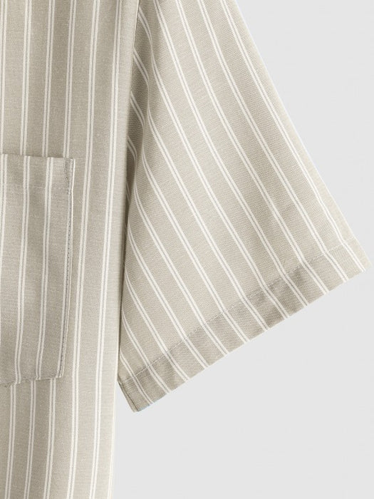 Casual Striped Shirt And Shorts Set