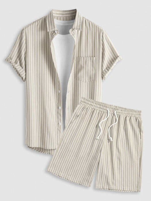 Casual Striped Shirt And Shorts Set - Grafton Collection