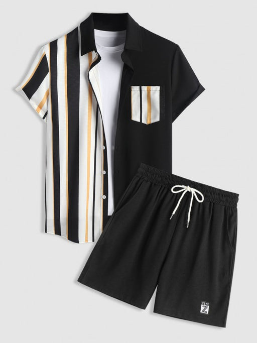 Casual Vertical Striped Shirt And Shorts - Grafton Collection