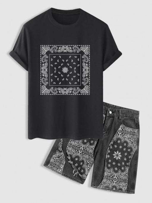 Graphic Printed Short Sleeves T Shirt And Shorts - Grafton Collection