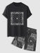 Graphic Printed Short Sleeves T Shirt And Shorts - Grafton Collection