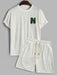 Textured Fluffy Letter T Shirt And Shorts - Grafton Collection