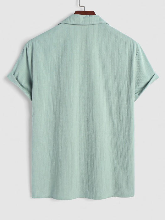 Textured Front Pocket Shirt With Bermuda Shorts Set