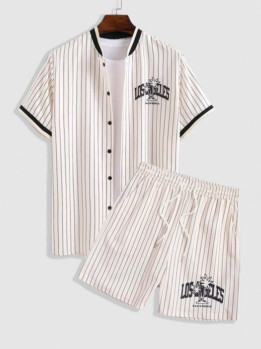 Coconut Tree Pattern Shirt And Shorts Set - Grafton Collection