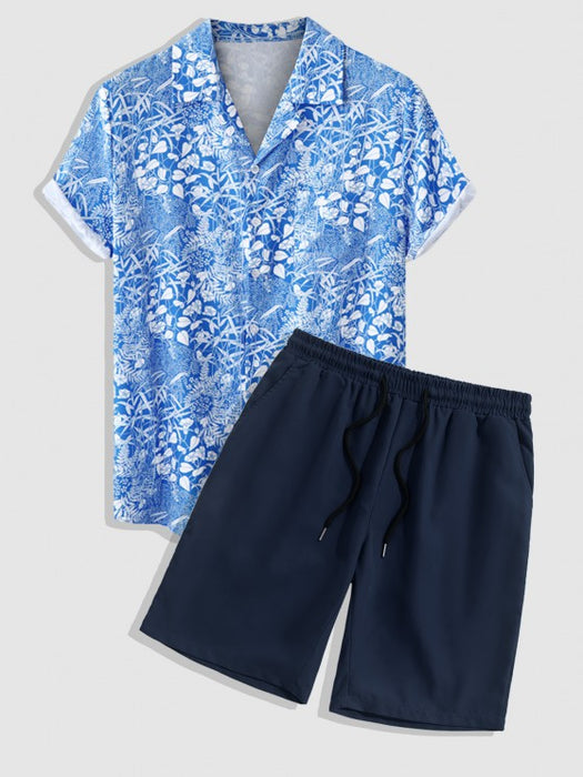Leaf Plant Pattern Shirt And Shorts