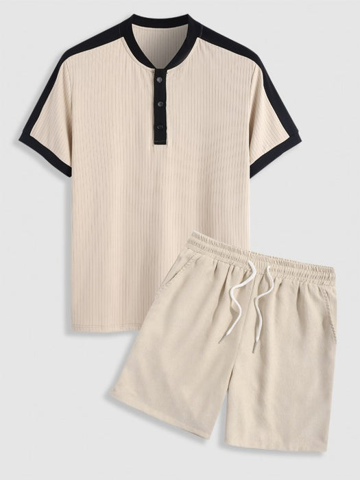 Ribbed Short Sleeves T Shirt And Shorts - Grafton Collection