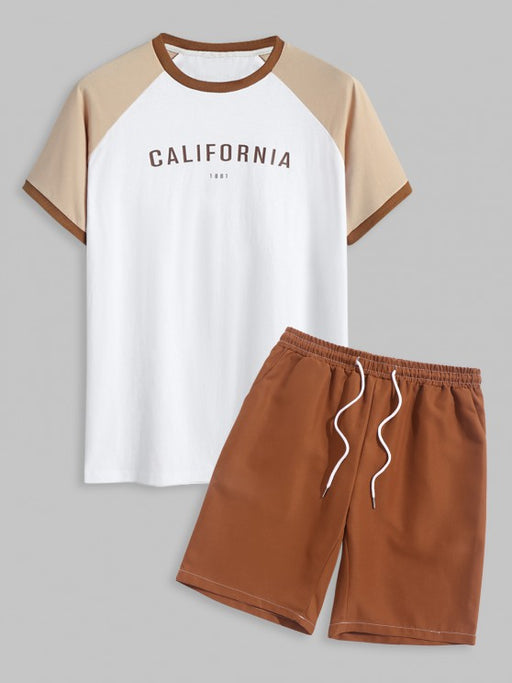 Letter Printed T Shirt And Shorts - Grafton Collection