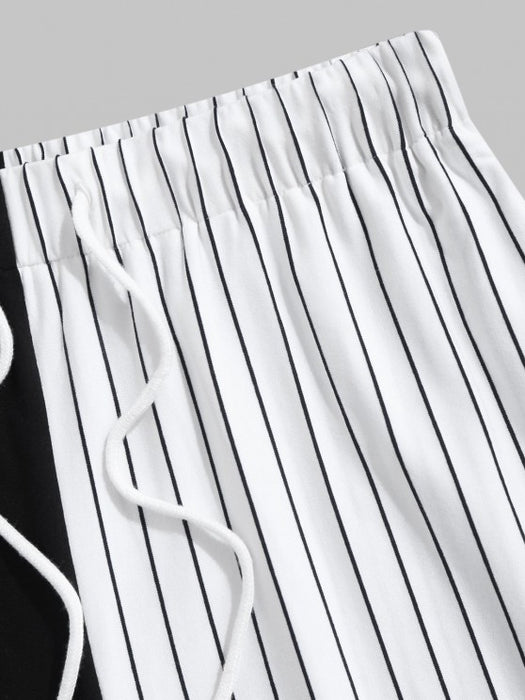 Striped Printed T-Shirt And Shorts